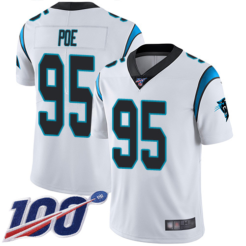 Carolina Panthers Limited White Men Dontari Poe Road Jersey NFL Football #95 100th Season Vapor Untouchable